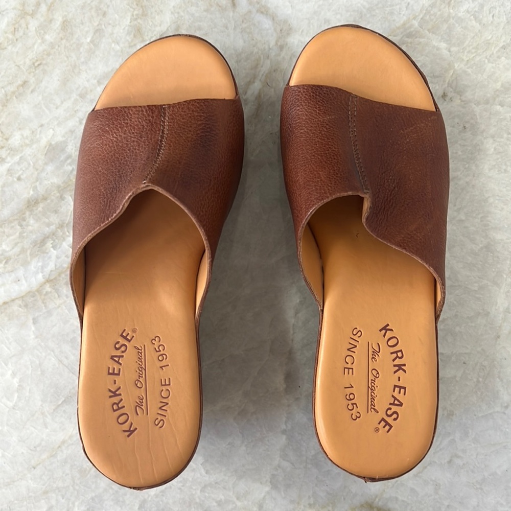 Kork-Ease Brown Leather Slide Sandals